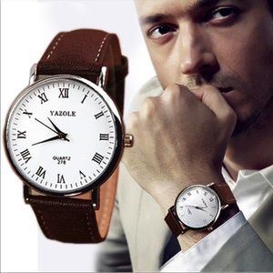 Brown leather quartz watch